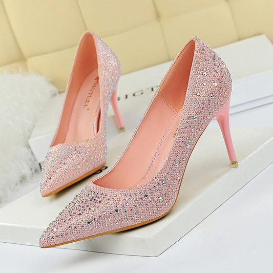 Fashion banquet party stiletto sexy color diamond high heels