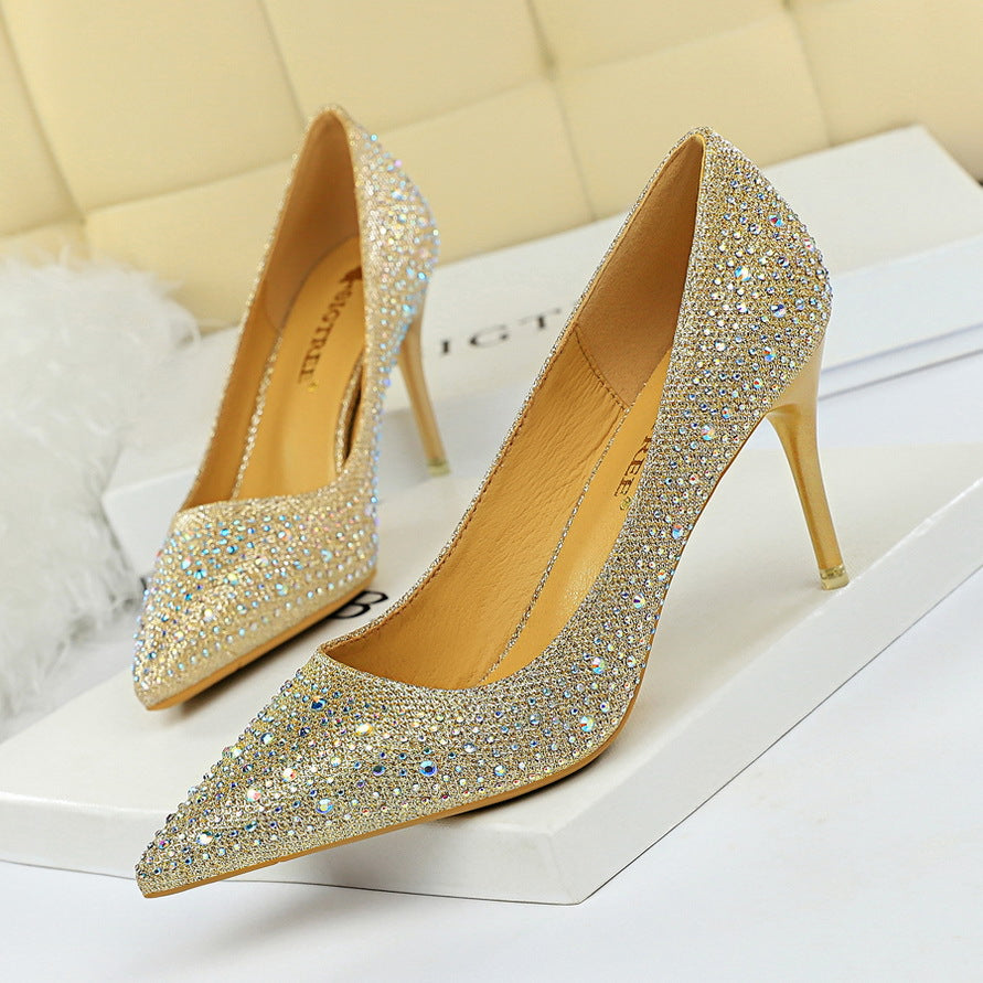 Fashion banquet party stiletto sexy color diamond high heels