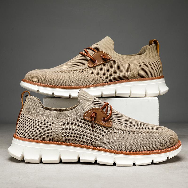 Mesh Casual Lightweight Breathable Soft Soled Shoes - Khaki