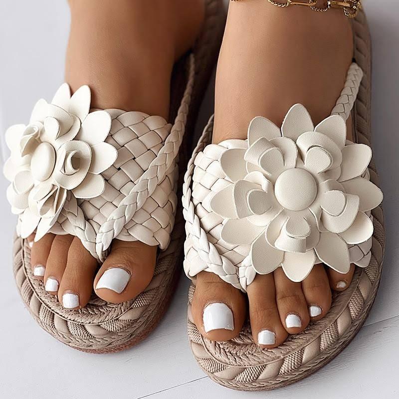 Women's Flower Flat Flip Flops