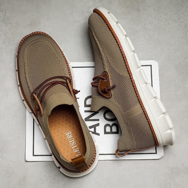 Mesh Casual Lightweight Breathable Soft Soled Shoes - Khaki