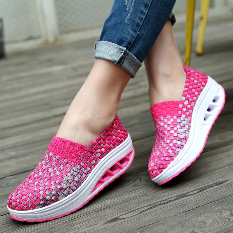 Handmade elastic woven upper orthopedic women's shoes