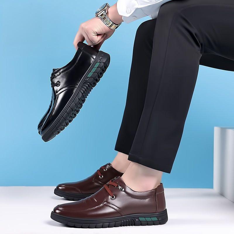 Leather lace-up non-slip breathable casual men's shoes