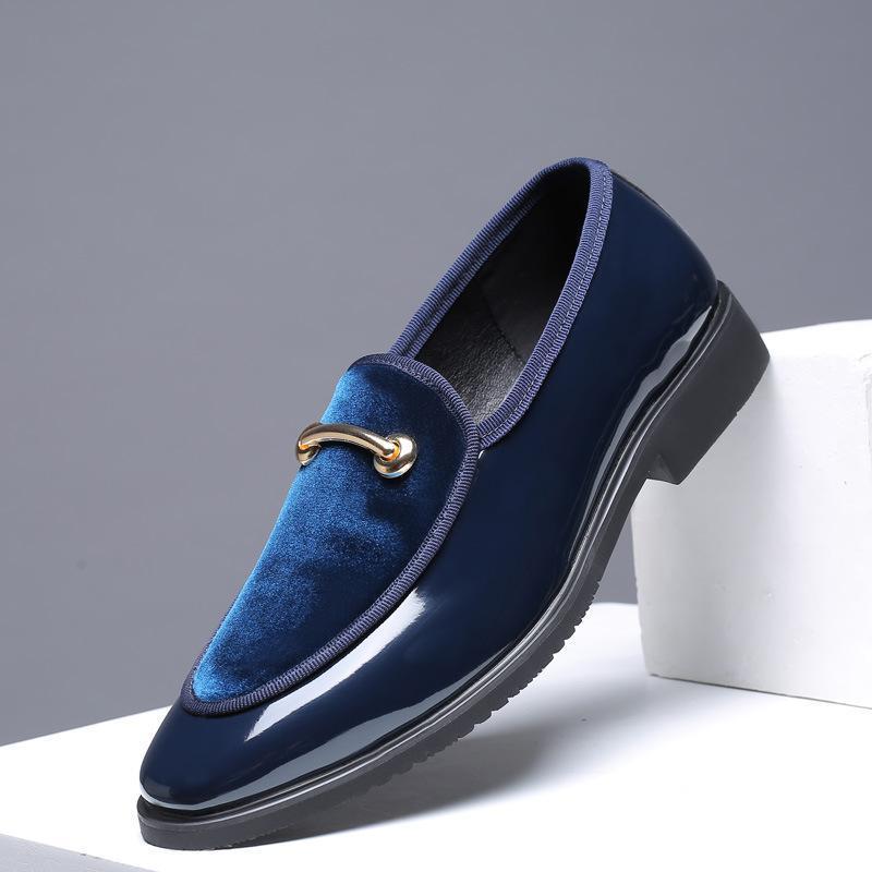 Men's Casual Fashion Metal Accessories Slip On Leather Shoes