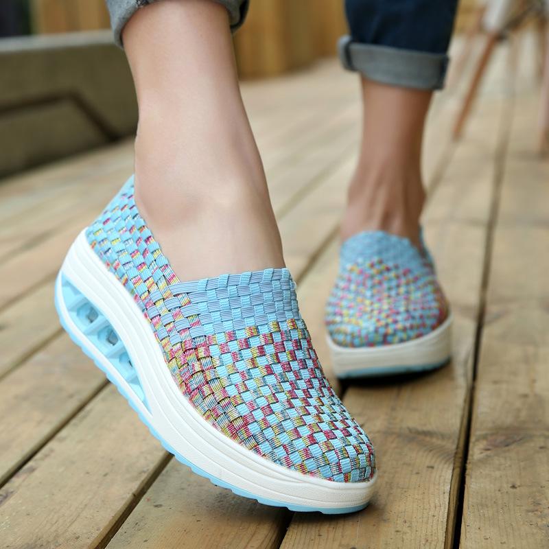 Handmade elastic woven upper orthopedic women's shoes