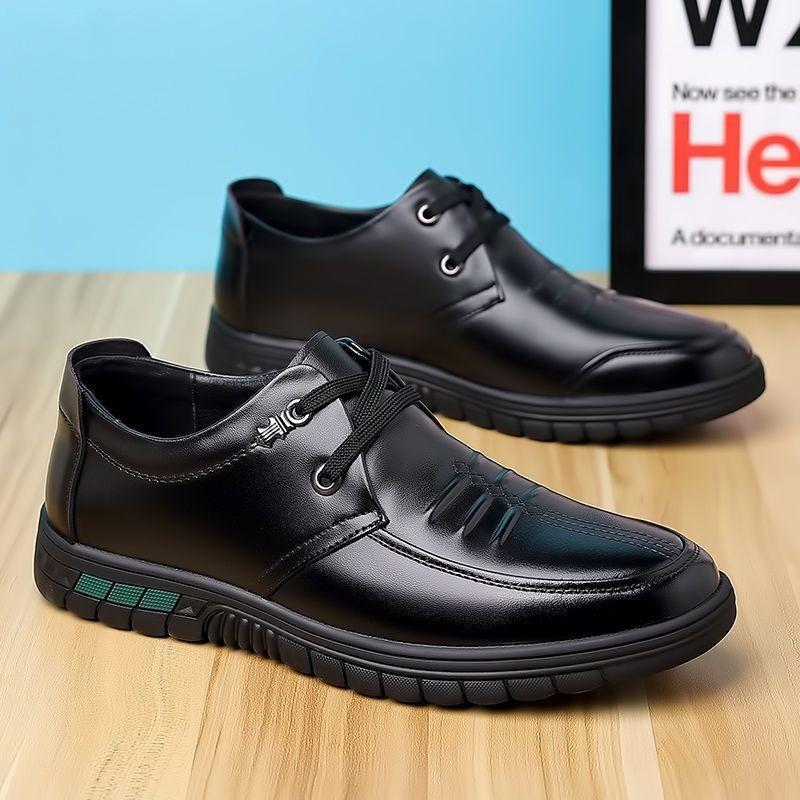 Leather lace-up non-slip breathable casual men's shoes