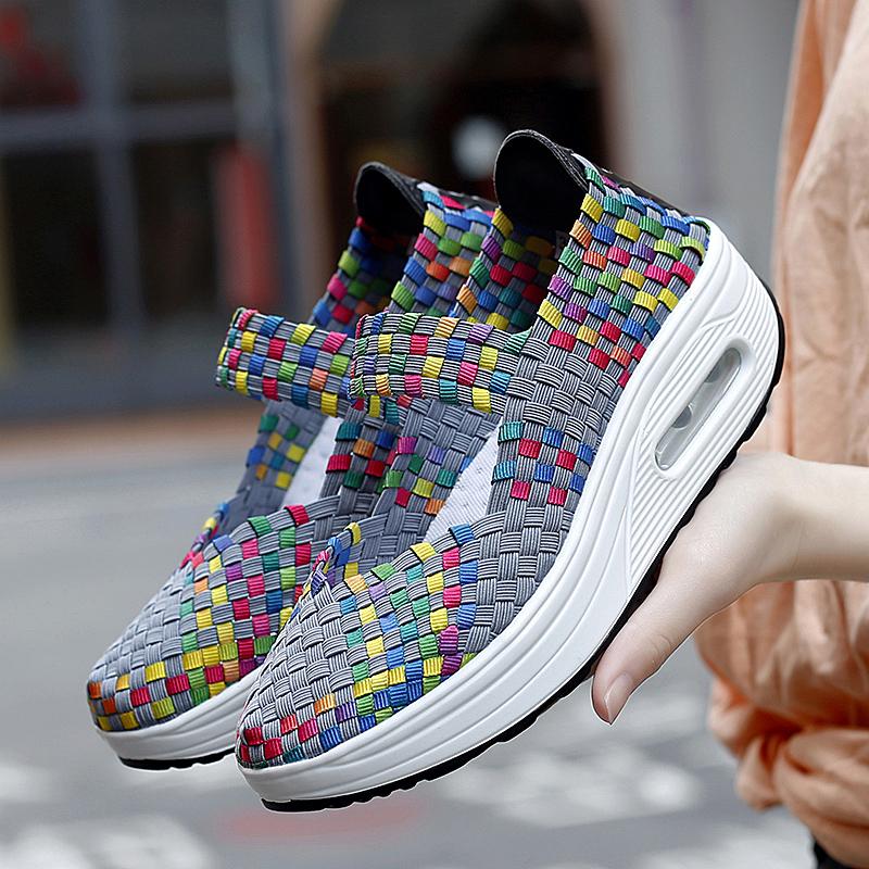 Handmade stretch upper air cushion orthopedic casual sneakers