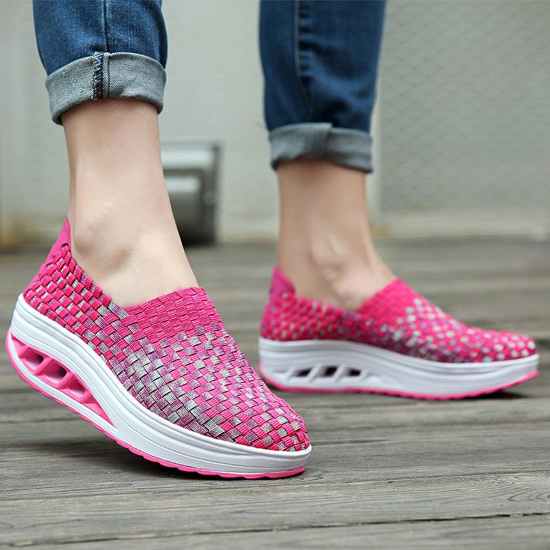 Handmade elastic woven upper orthopedic women's shoes