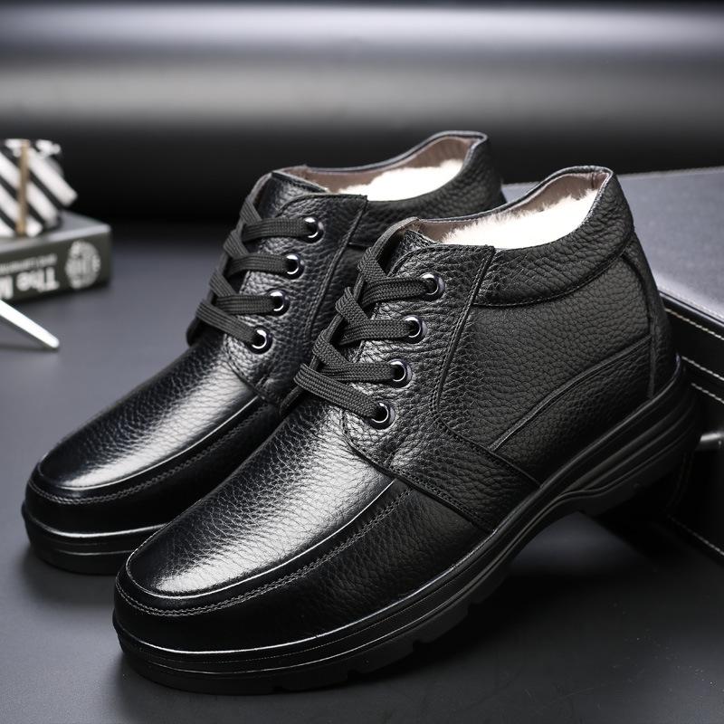 Leather cashmere plus size non-slip men's shoes