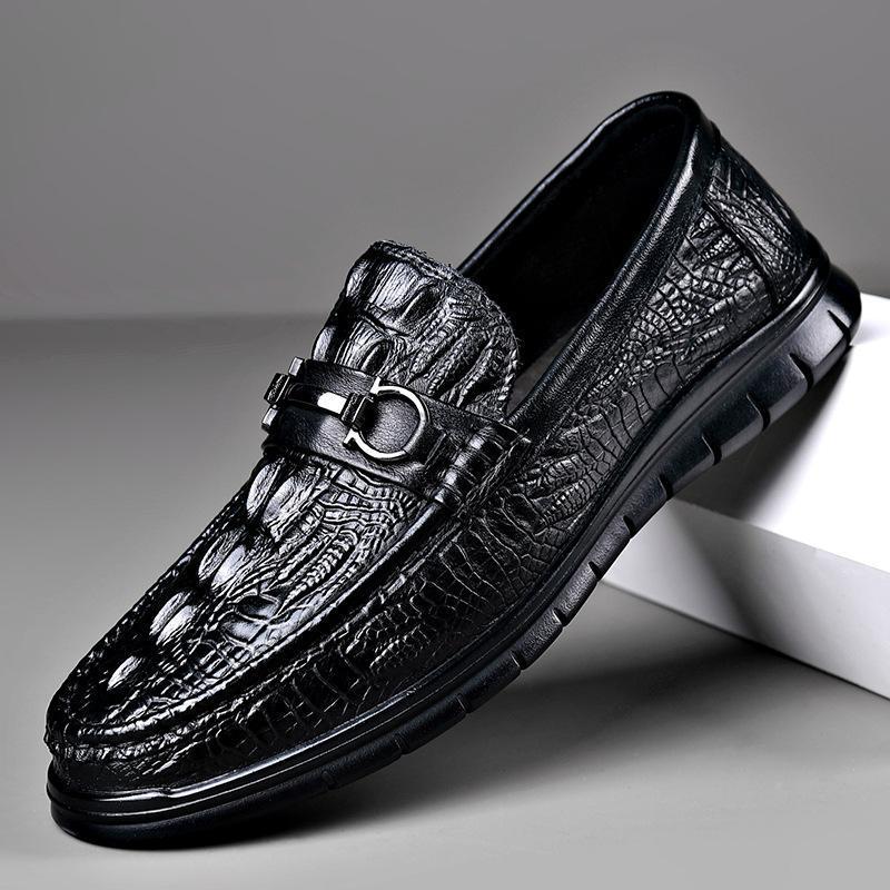 Men's leather embossed pattern casual shoes