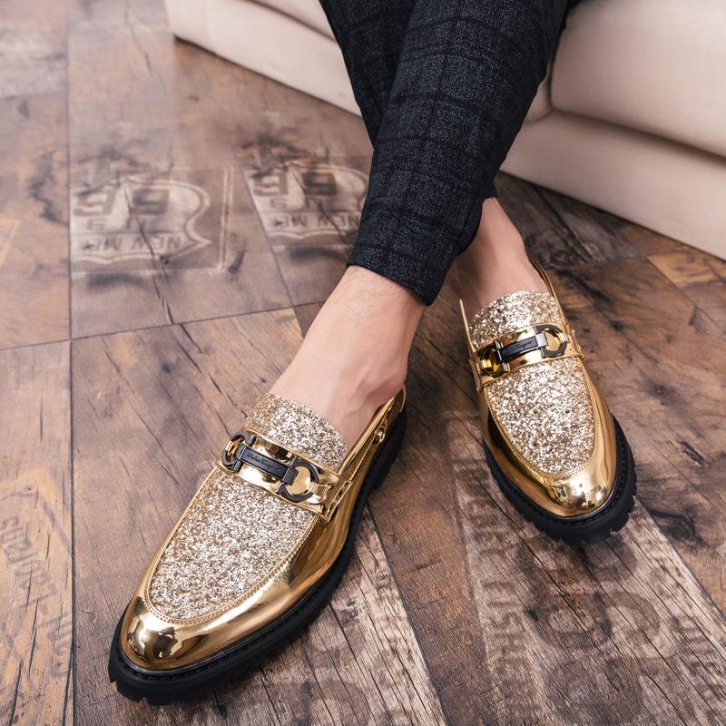 Italian handmade sequin fashion leather shoes