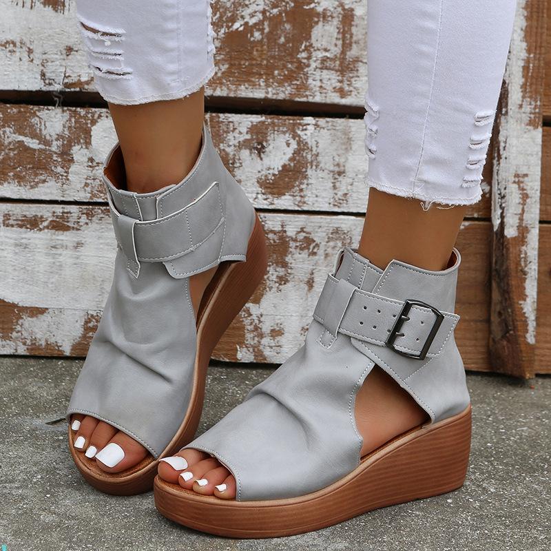 Roman wedge high top fishmouth sandals