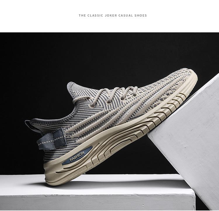 Spring and summer mesh breathable flying weaving trend sports men's casual running shoes