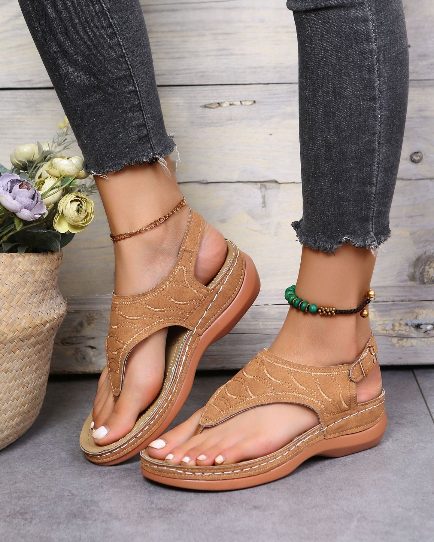 Romanesque buckle-strap sandals