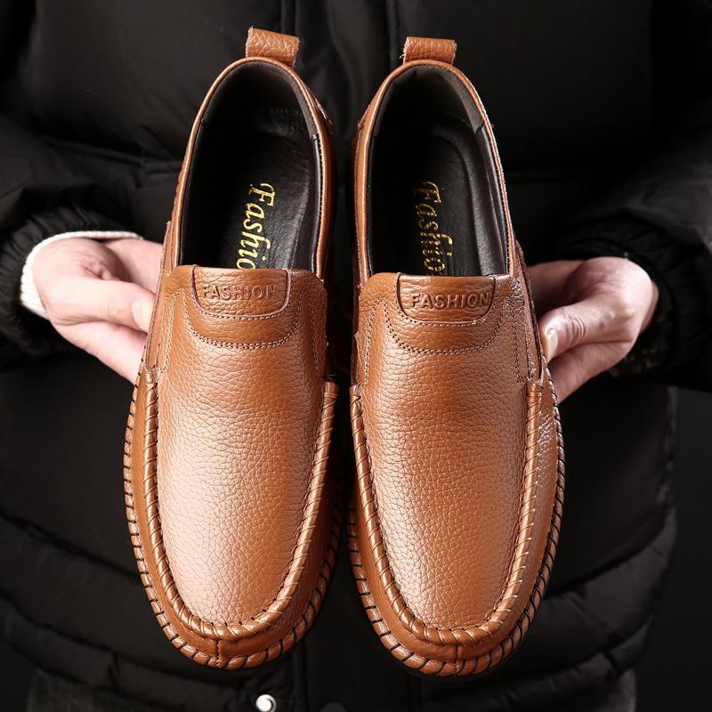 Handmade Genuine Leather Loafers Soft Casual Shoes for Men dress shoes Breathable Driving Shoes