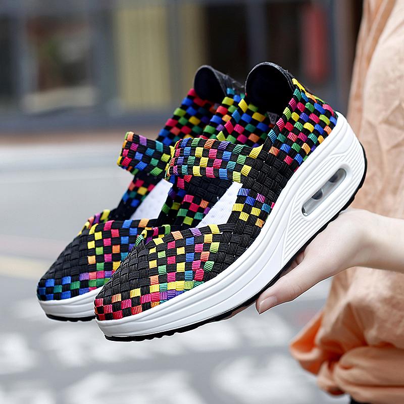 Handmade stretch upper air cushion orthopedic casual sneakers