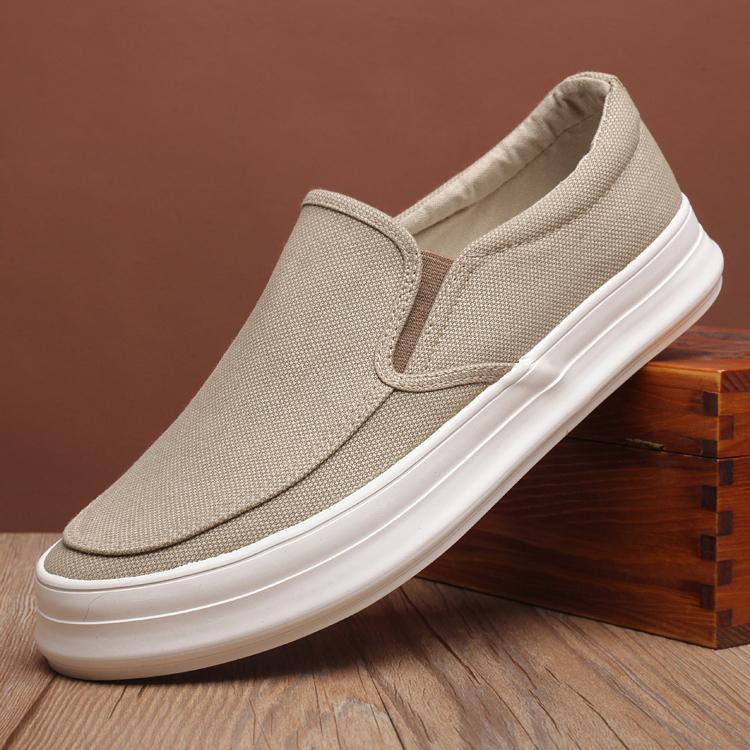 New Men's Casual Shoes Breathable Canvas Shoes Lightweight Soft Flat Shoes Outdoor