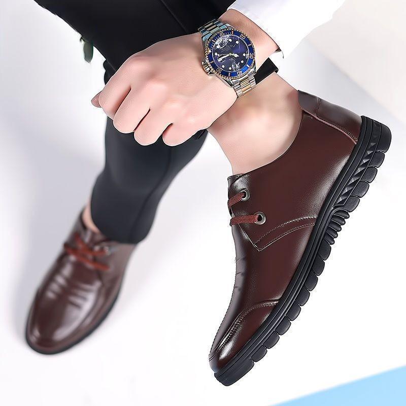 Leather lace-up non-slip breathable casual men's shoes