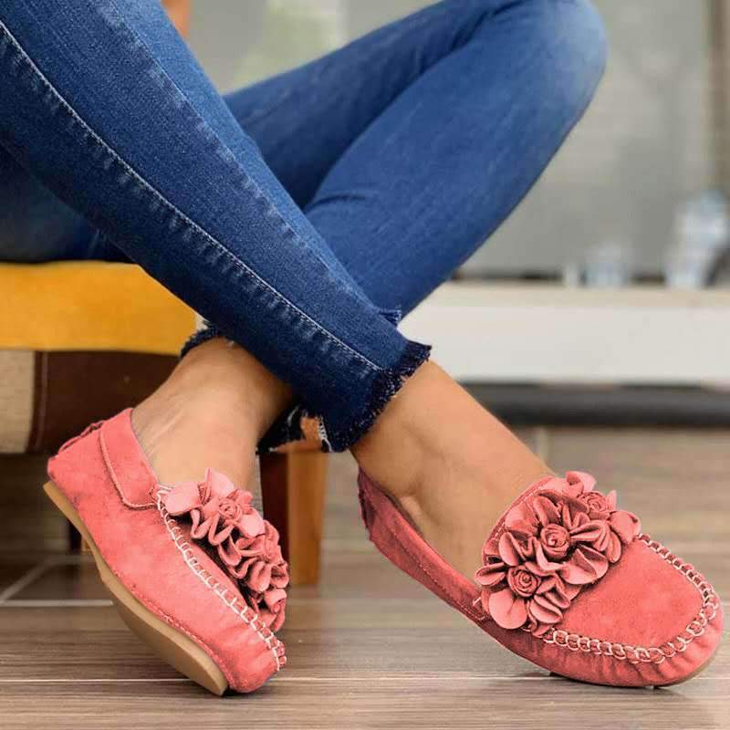 New tendon-soled thick-soled shallow mouth flower lazy shoes