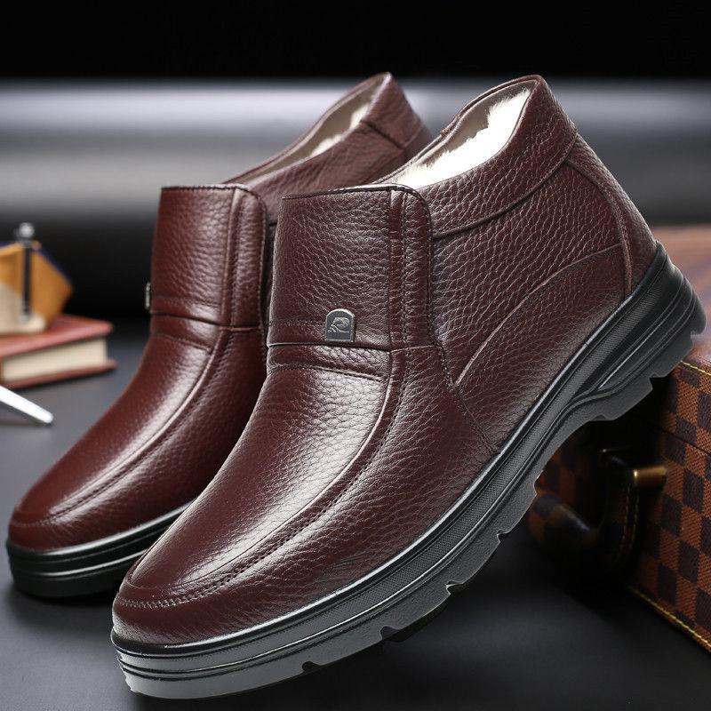 Leather cashmere plus size non-slip men's shoes