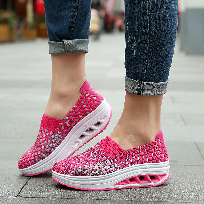 Handmade elastic woven upper orthopedic women's shoes