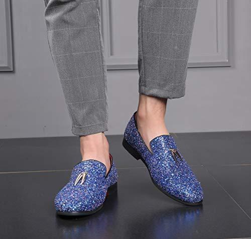 Mens Metallic Slip-on Glitter Fashion Smoking Slipper Moccasins Casual Dress Shoes