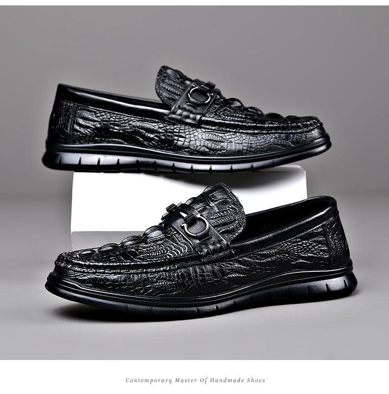 Men's leather embossed pattern casual shoes