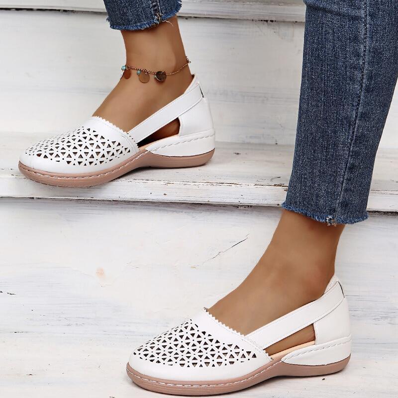 Hole shoes summer fashion cutout round toe wedge sandals