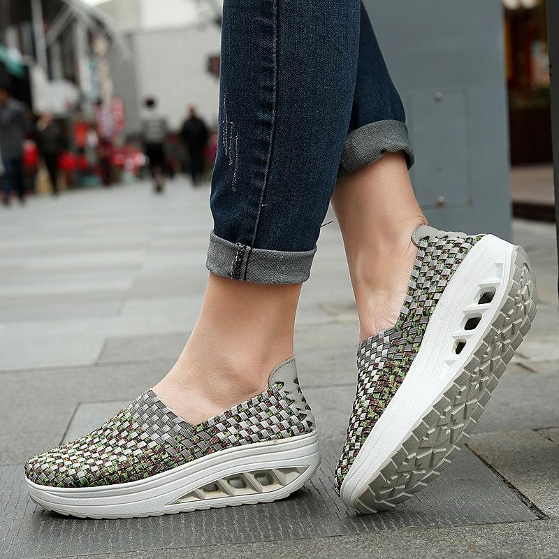 Handmade elastic woven upper orthopedic women's shoes