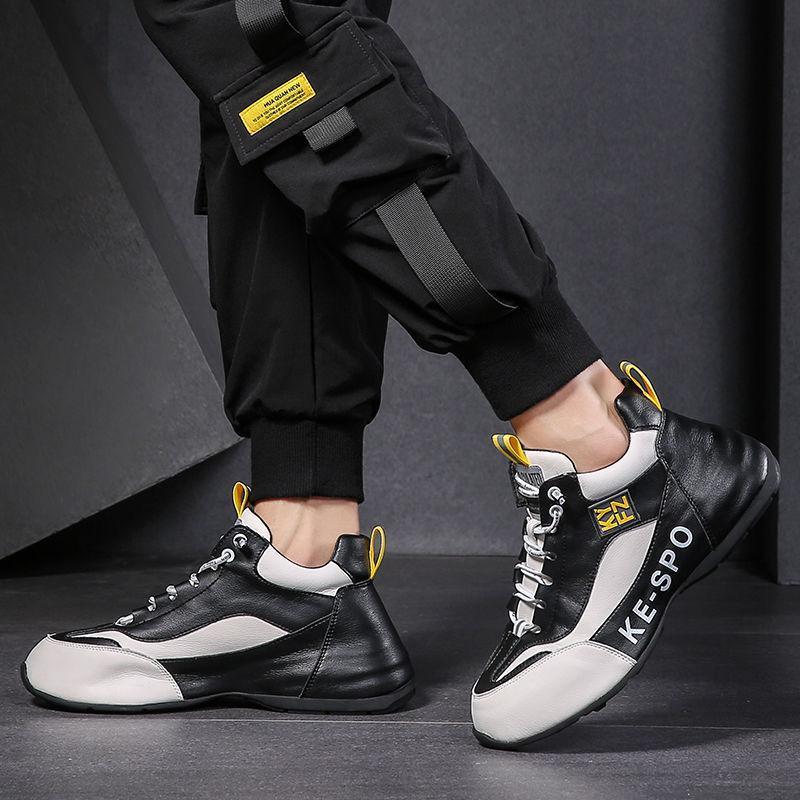 New low top men's board shoes leather casual trendy breathable shoes sneakers