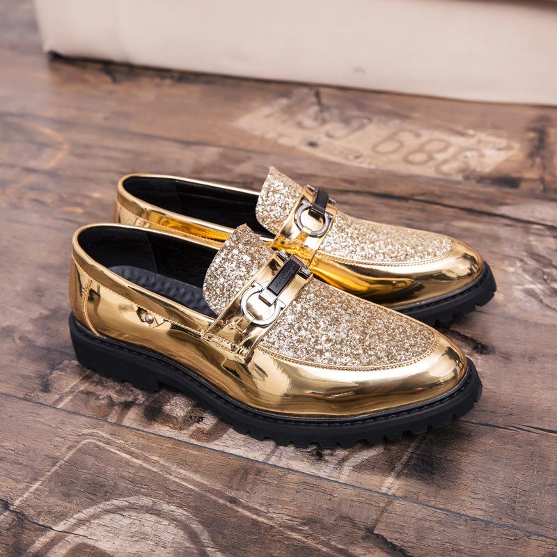 Italian handmade sequin fashion leather shoes