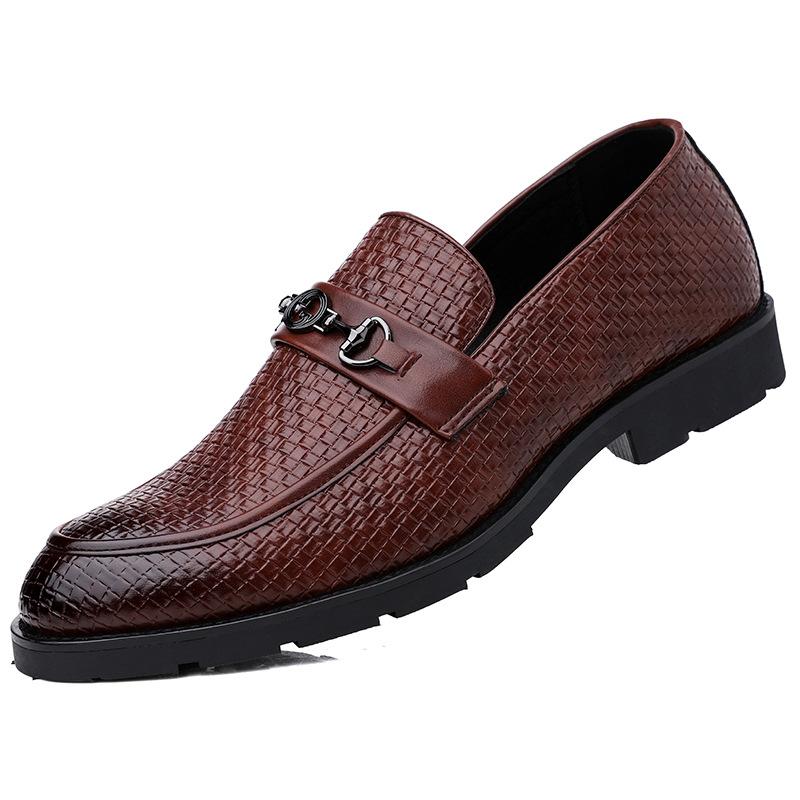 Italian hand-woven textured men's business shoes