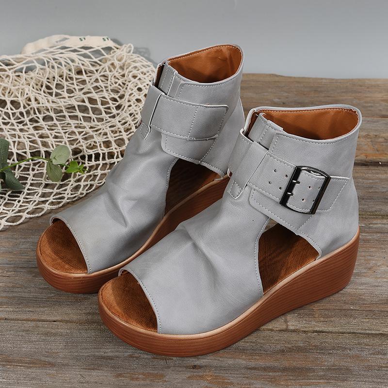 Roman wedge high top fishmouth sandals