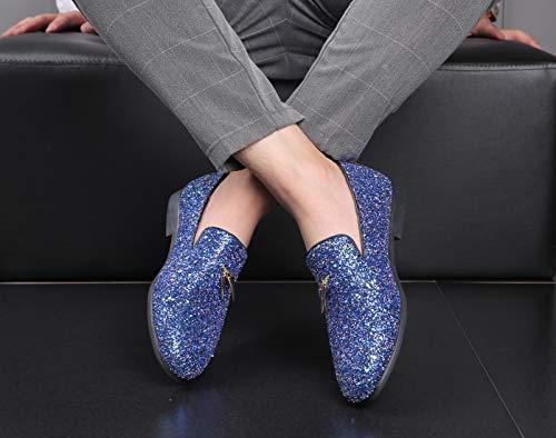 Mens Metallic Slip-on Glitter Fashion Smoking Slipper Moccasins Casual Dress Shoes