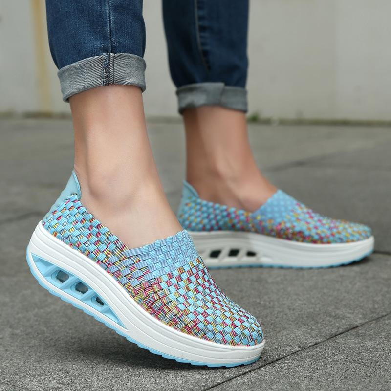 Handmade elastic woven upper orthopedic women's shoes