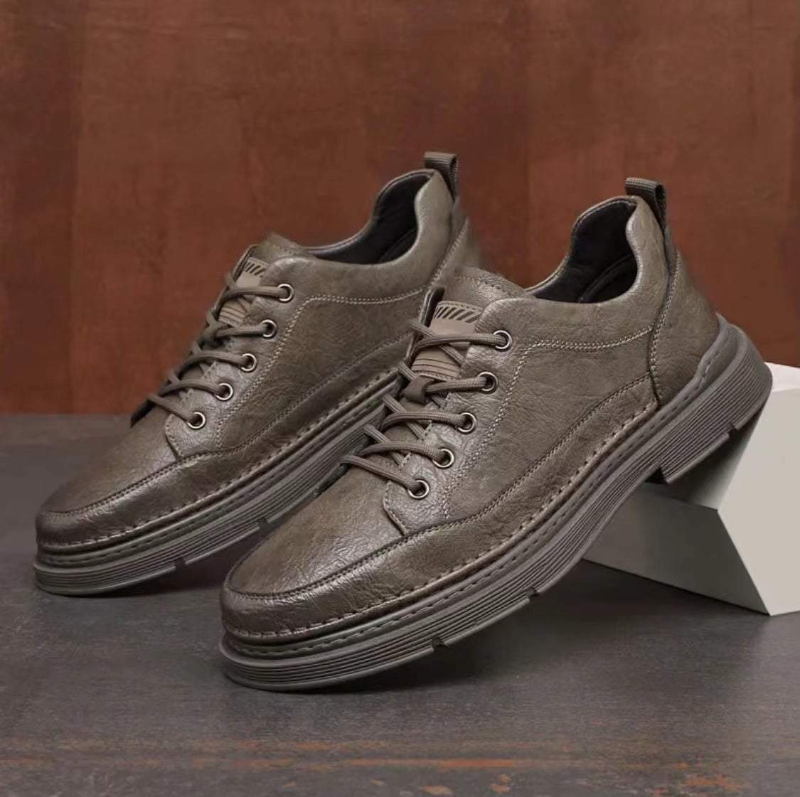 2023 Men's Casual Leather Non-slip Waterproof Work Shoes