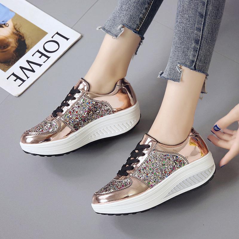 Stylish sequin ultra-light platform casual shoes