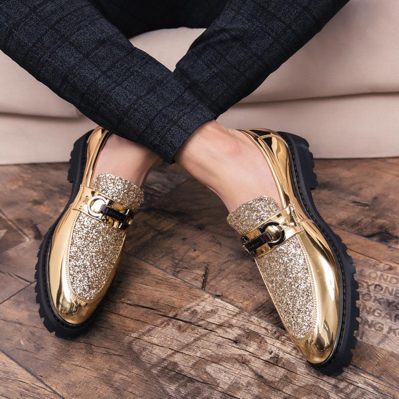 Italian handmade sequin fashion leather shoes