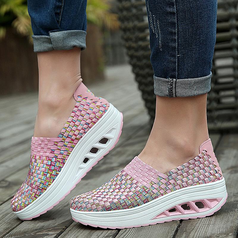 Handmade elastic woven upper orthopedic women's shoes