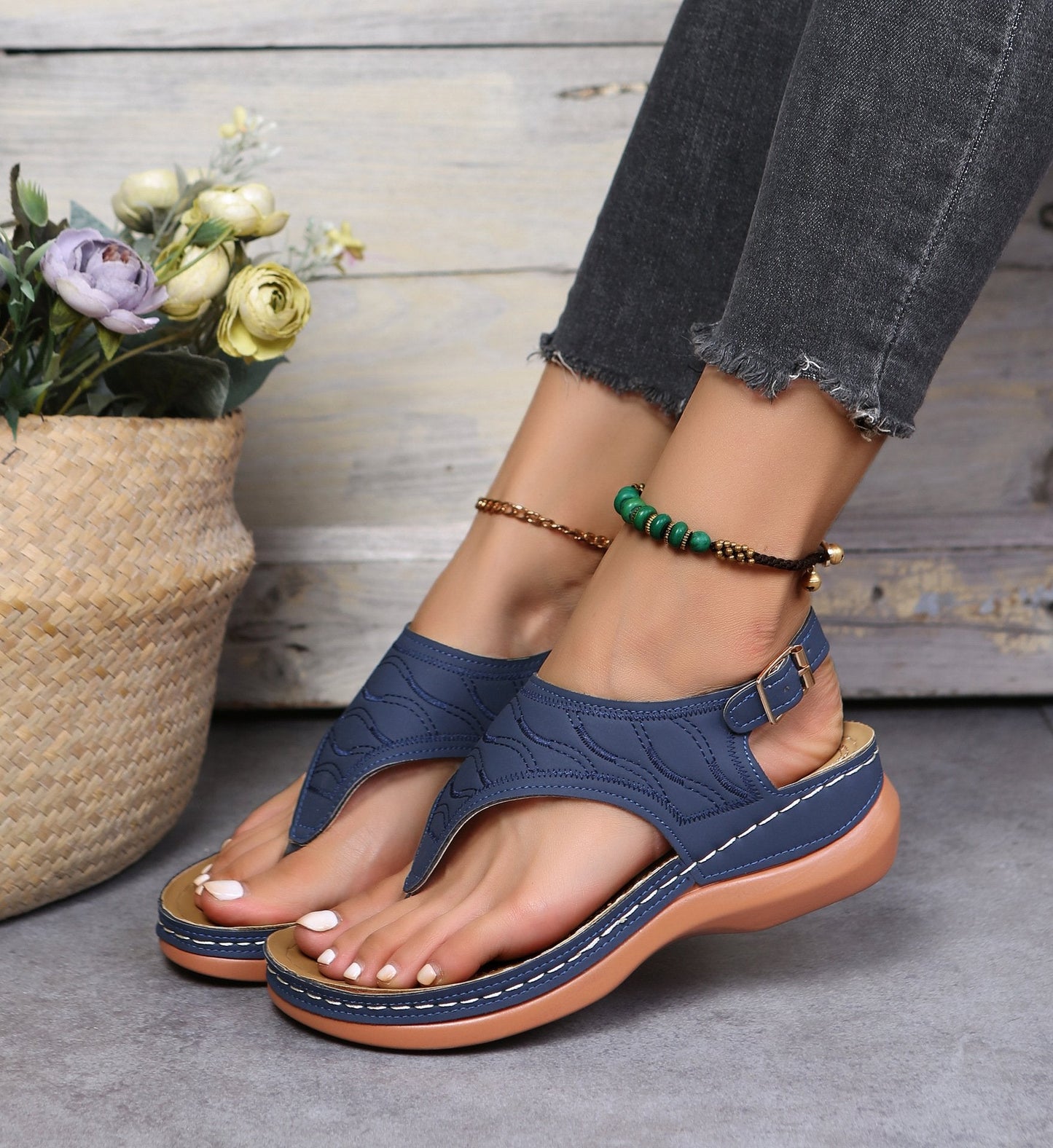 Romanesque buckle-strap sandals