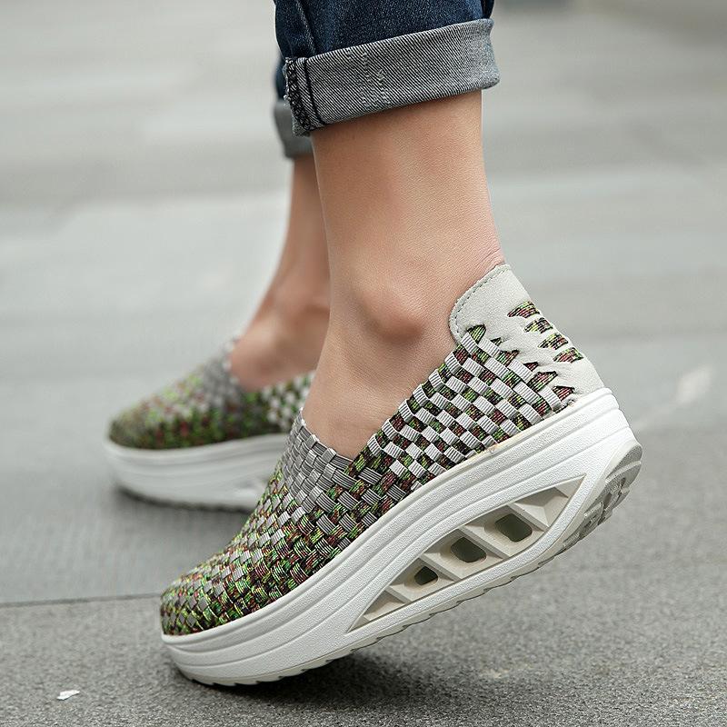 Handmade elastic woven upper orthopedic women's shoes