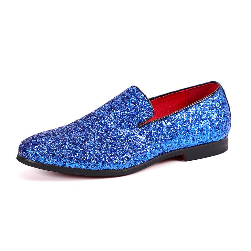 Sparkling Metallic Sequins Textured Slip-on Prom Luxury Wedding Dress Shoes