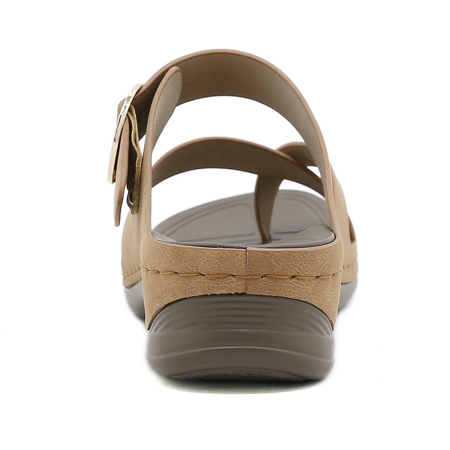 Stitched casual wedge metal embellished slippers