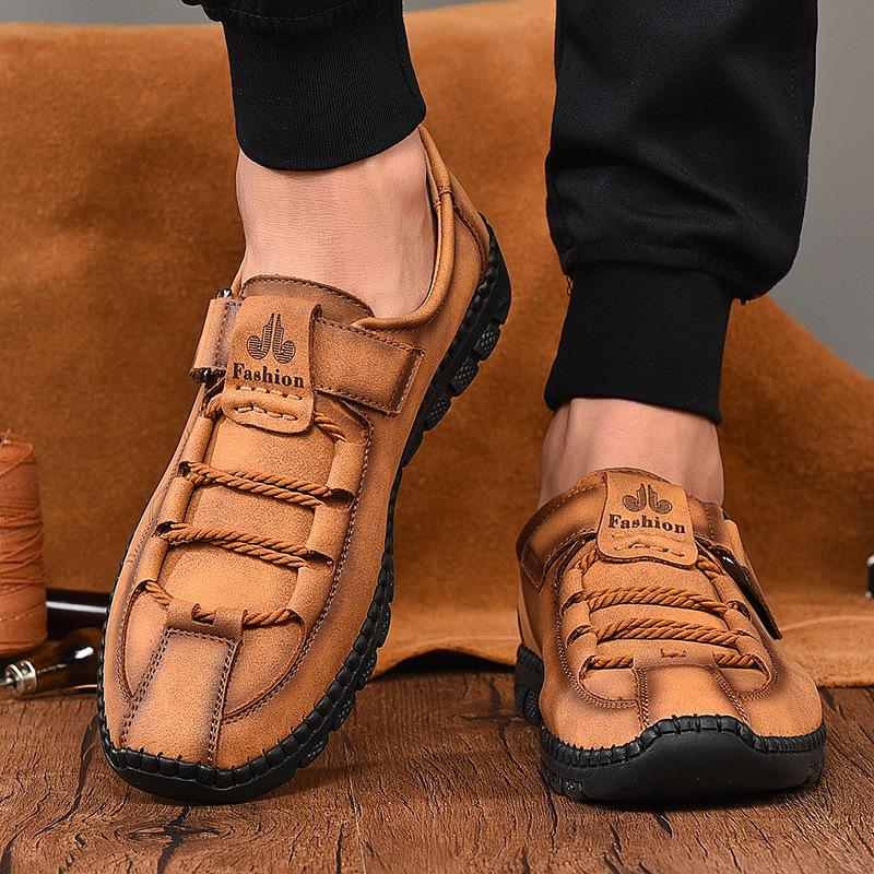 Handmade outdoor men's casual breathable leather shoes