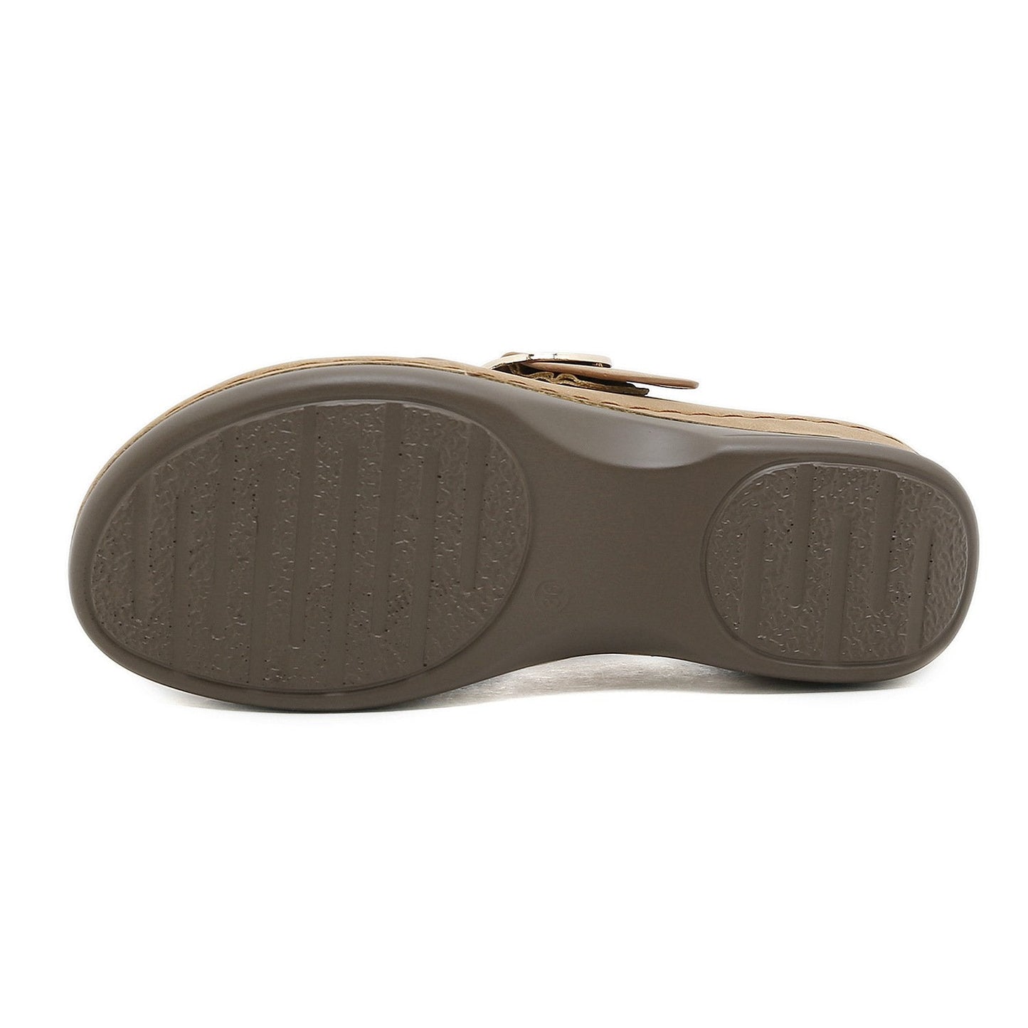 Stitched casual wedge metal embellished slippers
