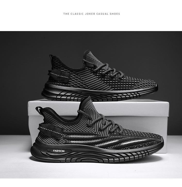 Spring and summer mesh breathable flying weaving trend sports men's casual running shoes