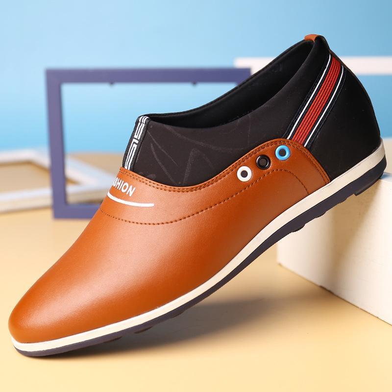 Leather Mens Trend Casual Shoe Italian Breathable Leisure Male Loafer Shoes