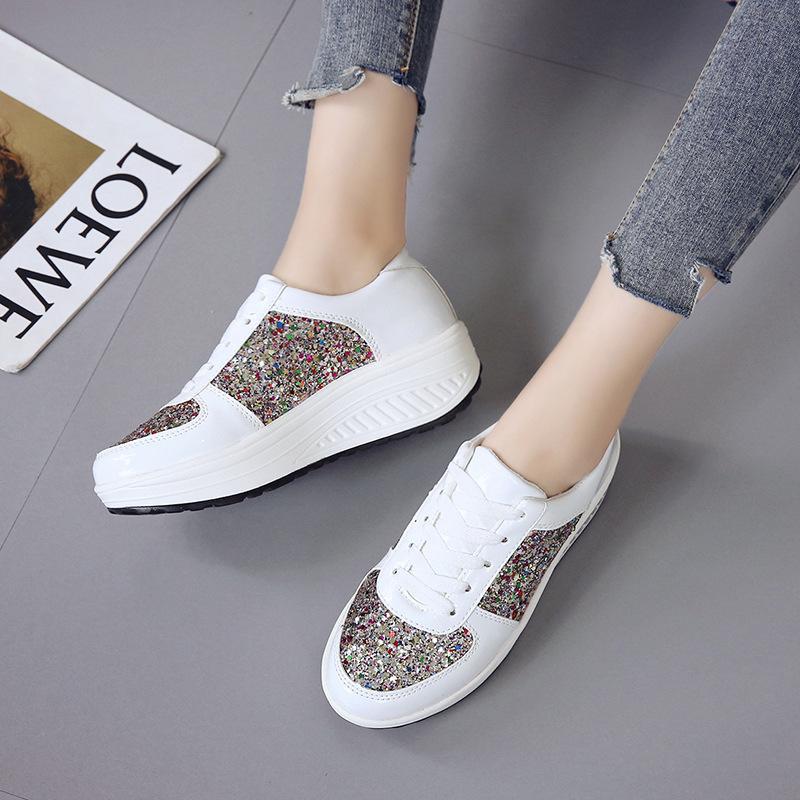 Stylish sequin ultra-light platform casual shoes