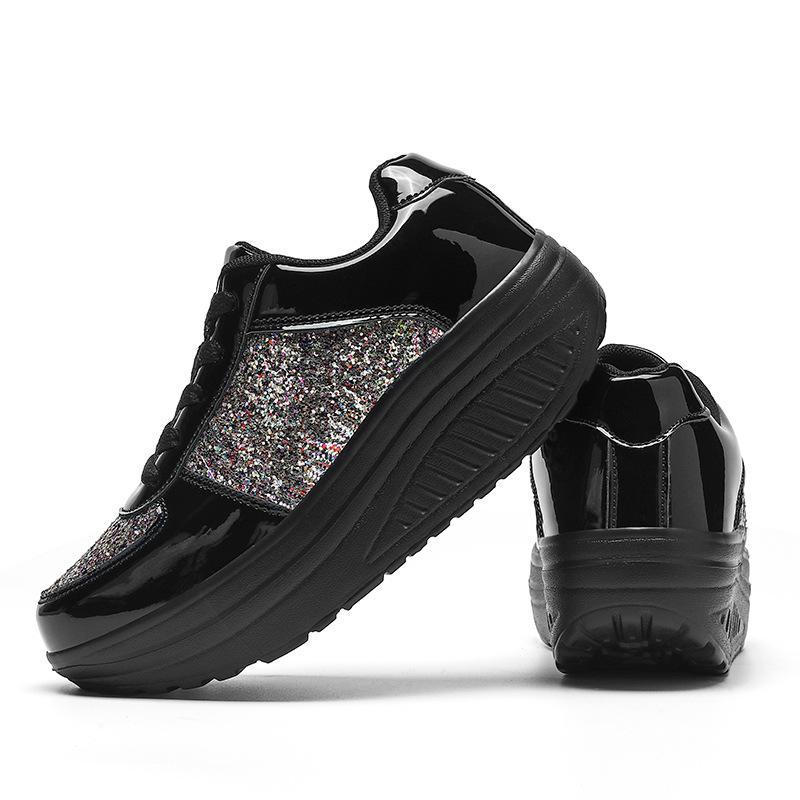 Stylish sequin ultra-light platform casual shoes