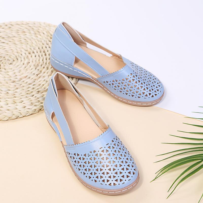 Hole shoes summer fashion cutout round toe wedge sandals